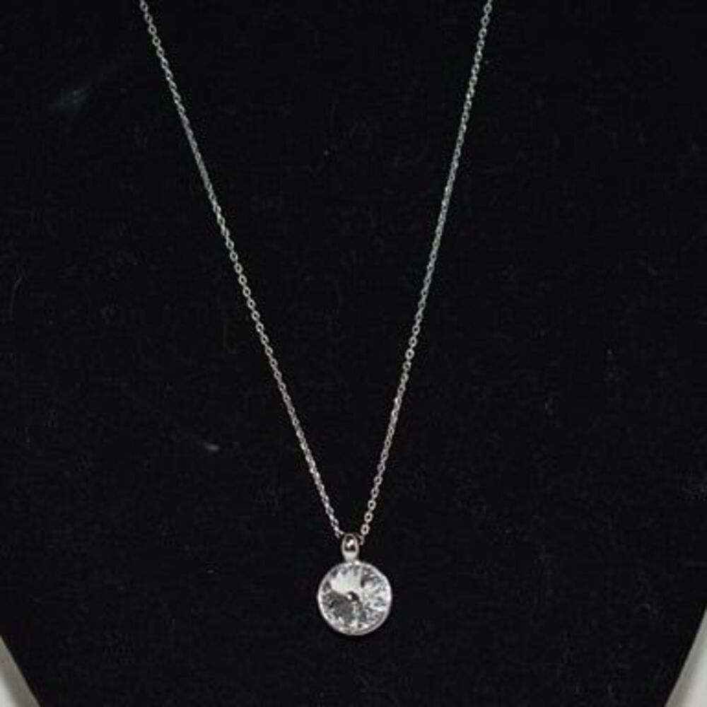 Chico's Bling Bling Crystal Pendant Silver Tone Link Chain Glam Y2K Necklace